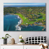 Pebble Beach Golf Links Aerial Hole 17 & 18, Welcome Home, Pebble Beach, California, Golf Art Print, Canvas Prints Wall Art