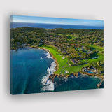 Pebble Beach Golf Links Aerial Hole 17 & 18, Welcome Home, Pebble Beach, California, Golf Art Print, Canvas Prints Wall Art