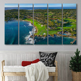 Pebble Beach Golf Links Aerial Hole 17 & 18, Pebble Beach, California, 5 Panels Extra Large Canvas Prints Wall Art
