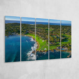 Pebble Beach Golf Links Aerial Hole 17 & 18, Pebble Beach, California, 5 Panels Extra Large Canvas Prints Wall Art