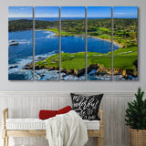 Pebble Beach Golf Links Aerial Hole 7 & 8, Arrowhead Point, California, 5 Panels Extra Large Canvas Prints Wall Art