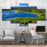 Pebble Beach Golf Links Aerial Hole 7 & 8, Arrowhead Point, Pebble Beach, California,5 Panels Canvas Prints Wall Art Decor