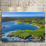Pebble Beach Golf Links Aerial Hole 7 & 8, Arrowhead Point, Pebble Beach, California, Golf Art Print, Canvas Prints Wall Art