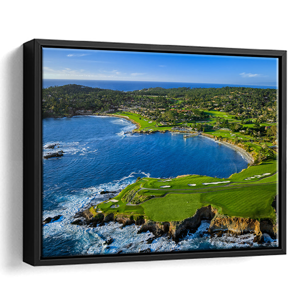 Pebble Beach Golf Links Aerial Hole 7 & 8, Arrowhead Point, Pebble Beach, California,  Framed Canvas Prints Wall Art Decor