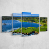 Pebble Beach Golf Links Aerial Hole 7 & 8, Arrowhead Point, Pebble Beach, California,5 Panels Canvas Prints Wall Art Decor