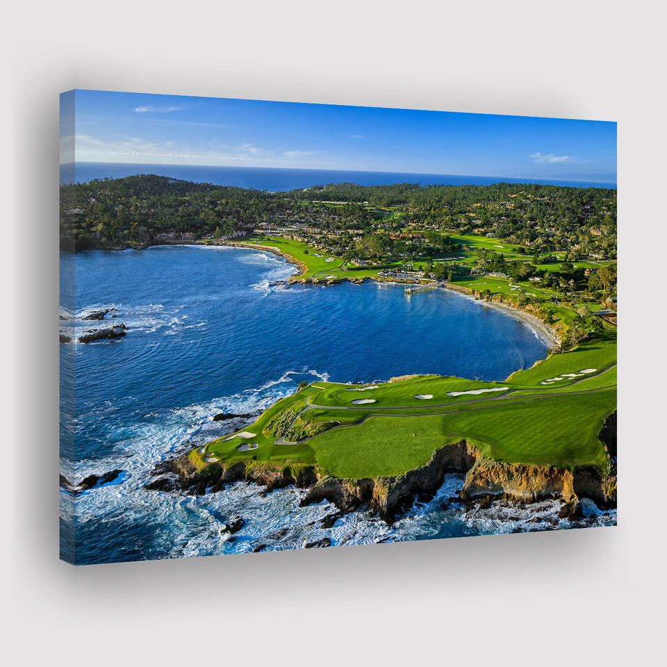 Pebble Beach Golf Links Aerial Hole 7 & 8, Arrowhead Point, Pebble Beach, California, Golf Art Print, Canvas Prints Wall Art