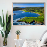 Pebble Beach Golf Links Aerial Hole 7 & 8, Arrowhead Point, Pebble Beach, California,  Framed Canvas Prints Wall Art Decor