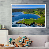 Pebble Beach Golf Links Aerial Hole 7 & 8, Arrowhead Point, Pebble Beach, California,  Framed Canvas Prints Wall Art Decor