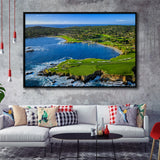 Pebble Beach Golf Links Aerial Hole 7 & 8, Arrowhead Point, Pebble Beach, California,  Framed Canvas Prints Wall Art Decor