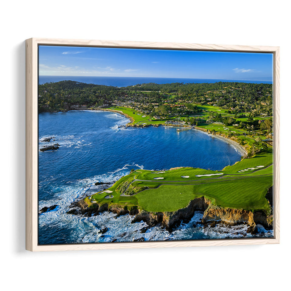 Pebble Beach Golf Links Aerial Hole 7 & 8, Arrowhead Point, Pebble Beach, California,  Framed Canvas Prints Wall Art Decor