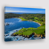 Pebble Beach Golf Links Aerial Hole 7 & 8, Arrowhead Point, Pebble Beach, California, Golf Art Print, Canvas Prints Wall Art