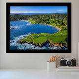 Pebble Beach Golf Links Aerial Hole 7 & 8, Arrowhead Point, Pebble Beach, California, Golf Sport Print, Framed Art Prints Home Decor