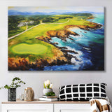 Pebble Beach Golf Links Aerial Painting Art Canvas Prints Wall Art, Painting Art Home Decor