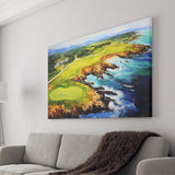 Pebble Beach Golf Links Aerial Painting Art Canvas Prints Wall Art, Painting Art Home Decor
