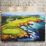 Pebble Beach Golf Links Aerial Painting Art Canvas Prints Wall Art, Painting Art Home Decor