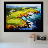 Pebble Beach Golf Links Aerial Painting Art Framed Art Prints Wall Decor, Framed Painting Art
