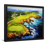 Pebble Beach Golf Links Aerial Painting Art Framed Art Prints Wall Decor, Framed Painting Art