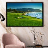 Pebble Beach Golf Links Hole 09 Perfect Set, Pebble Beach, California, Framed Canvas Prints Wall Art Decor, Floating Frame