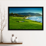 Pebble Beach Golf Links Hole 09 Perfect Set, Pebble Beach, California, Framed Canvas Prints Wall Art Decor, Floating Frame
