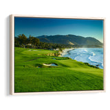 Pebble Beach Golf Links Hole 09 Perfect Set, Pebble Beach, California, Framed Canvas Prints Wall Art Decor, Floating Frame