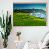 Pebble Beach Golf Links Hole 09 Perfect Set, Pebble Beach, California, Framed Canvas Prints Wall Art Decor, Floating Frame