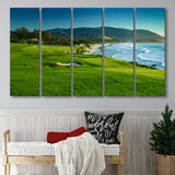 Pebble Beach Golf Links Hole 09 Perfect Set, Pebble Beach, California, 5 Panels Extra Large Canvas Prints Wall Art Decor