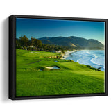 Pebble Beach Golf Links Hole 09 Perfect Set, Pebble Beach, California, Framed Canvas Prints Wall Art Decor, Floating Frame