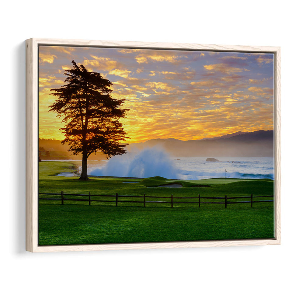 Pebble Beach Golf Links Hole 18, Awakening, Pebble Beach, California,  Framed Canvas Prints Wall Art Decor, Floating Frame