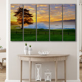 Pebble Beach Golf Links Hole 18, Awakening, Pebble Beach, California, 5 Panels Extra Large Canvas Prints Wall Art Decor