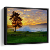 Pebble Beach Golf Links Hole 18, Awakening, Pebble Beach, California,  Framed Canvas Prints Wall Art Decor, Floating Frame