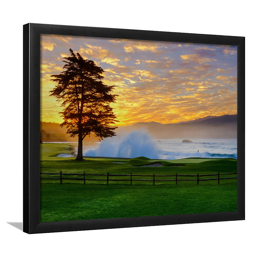Pebble Beach Golf Links Hole 18, Awakening, Pebble Beach, California, Golf Sport Print, Golf Lover, Framed Art Prints Home Decor