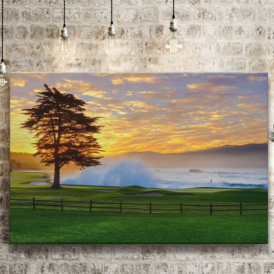 Pebble Beach Golf Links Hole 18, Awakening, Pebble Beach, California, Golf Art Print, Golf Lover, Canvas Prints Wall Art Decor