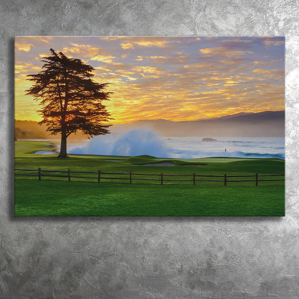 Pebble Beach Golf Links Hole 18, Awakening, Pebble Beach, California, Golf Art Print, Golf Lover, Canvas Prints Wall Art Decor