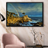 Pebble Beach Golf Links Lone Cypress Pot Of Gold, Pebble Beach, California, Framed Canvas Prints Wall Art Decor, Floating Frame