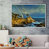 Pebble Beach Golf Links Lone Cypress Pot Of Gold, Pebble Beach, California, Framed Canvas Prints Wall Art Decor, Floating Frame