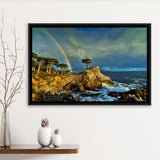 Pebble Beach Golf Links Lone Cypress Pot Of Gold, Pebble Beach, California, Framed Canvas Prints Wall Art Decor, Floating Frame