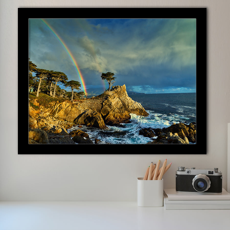 Pebble Beach Golf Links Lone Cypress Pot Of Gold, Pebble Beach, California, Golf Sport Print, Framed Art Prints Home Decor