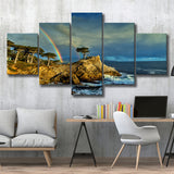 Pebble Beach Golf Links Lone Cypress Pot Of Gold, Pebble Beach, California, Golf Art Print, 5 Panels Canvas Prints Wall Art