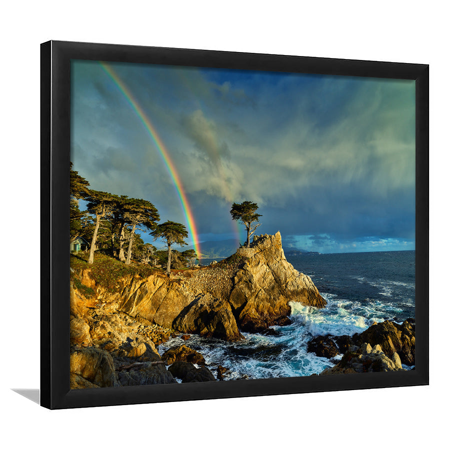 Pebble Beach Golf Links Lone Cypress Pot Of Gold, Pebble Beach, California, Golf Sport Print, Framed Art Prints Home Decor