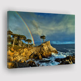 Pebble Beach Golf Links Lone Cypress Pot Of Gold, Pebble Beach, California, Golf Art Print, Canvas Prints Wall Art Decor