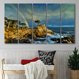 Pebble Beach Golf Links Lone Cypress Pot Of Gold, Pebble Beach, California, 5 Panels Extra Large Canvas Prints Wall Art Decor