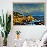 Pebble Beach Golf Links Lone Cypress Pot Of Gold, Pebble Beach, California, Framed Canvas Prints Wall Art Decor, Floating Frame