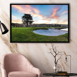Pebble Beach Golf Resort, Hole 18, Golf Art Print, Framed Canvas Prints Wall Art Decor, Floating Frame