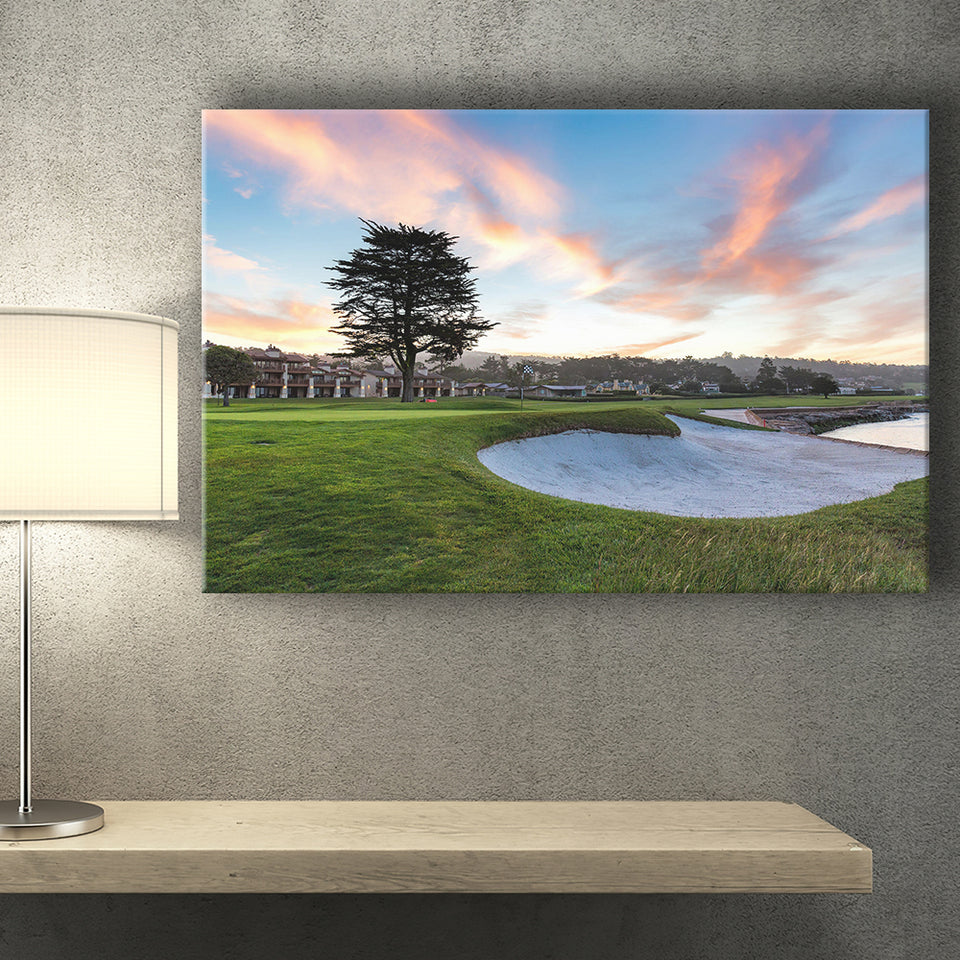 Pebble Beach Golf Resort, Hole 18, Golf Art Print, Golf Lover, Canvas Prints Wall Art Decor