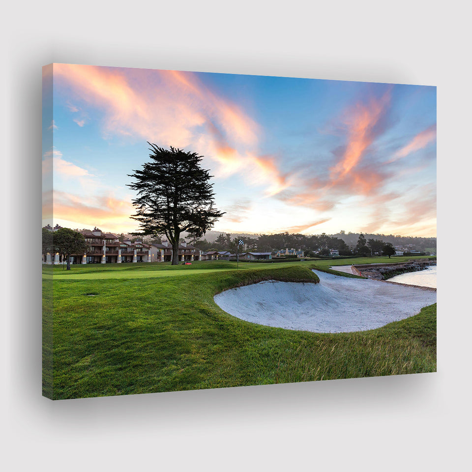 Pebble Beach Golf Resort, Hole 18, Golf Art Print, Golf Lover, Canvas Prints Wall Art Decor