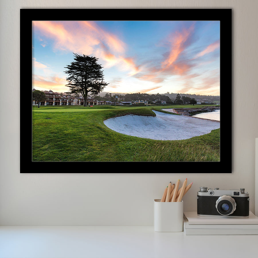 Pebble Beach Golf Resort, Hole 18, Golf Sport Print, Golf Lover, Framed Art Prints Home Decor