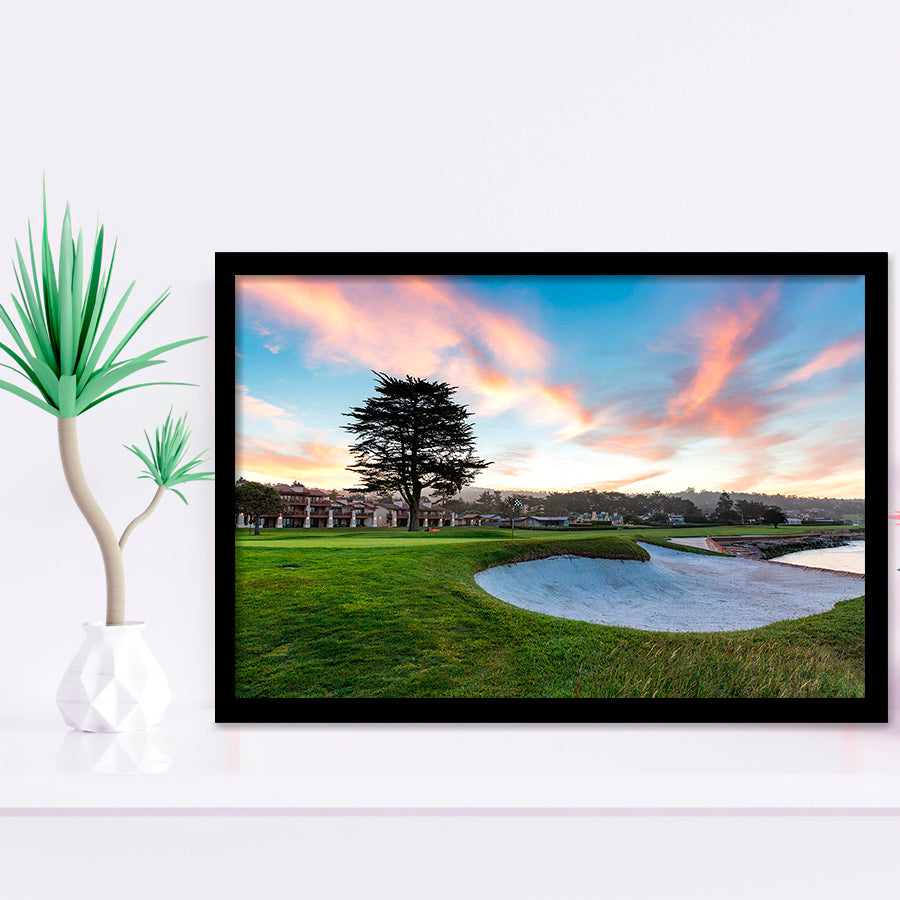 Pebble Beach Golf Resort, Hole 18, Golf Sport Print, Golf Lover, Framed Art Prints Home Decor