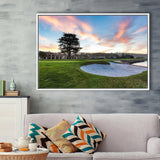 Pebble Beach Golf Resort, Hole 18, Golf Art Print, Framed Canvas Prints Wall Art Decor, Floating Frame