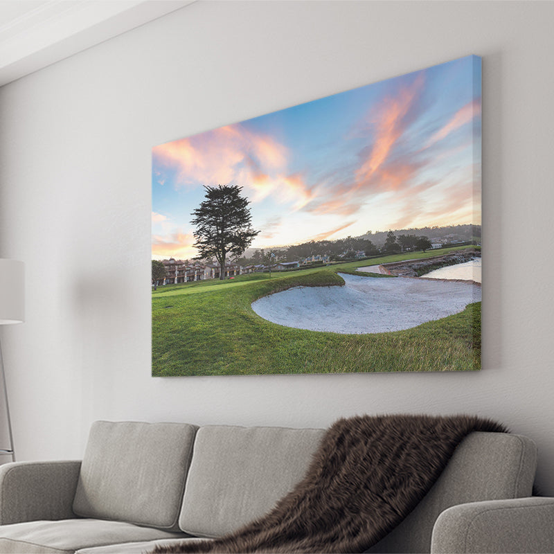 Pebble Beach Golf Resort, Hole 18, Golf Art Print, Golf Lover, Canvas Prints Wall Art Decor
