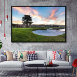 Pebble Beach Golf Resort, Hole 18, Golf Art Print, Framed Canvas Prints Wall Art Decor, Floating Frame